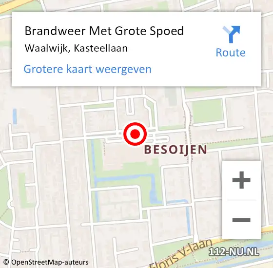 Locatie op kaart van de 112 melding: Brandweer Met Grote Spoed Naar Waalwijk, Kasteellaan op 19 maart 2021 14:52