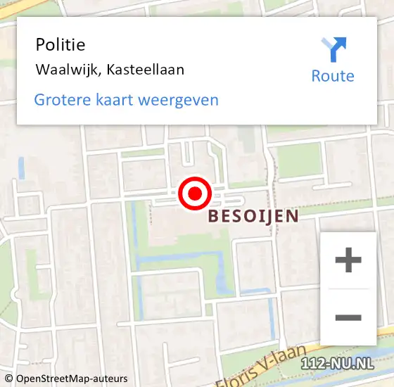 Locatie op kaart van de 112 melding: Politie Waalwijk, Kasteellaan op 19 maart 2021 14:52