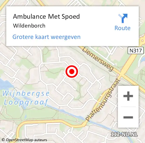 Locatie op kaart van de 112 melding: Ambulance Met Spoed Naar Wildenborch op 19 maart 2021 15:22