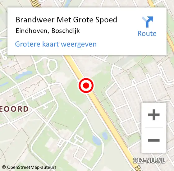 Locatie op kaart van de 112 melding: Brandweer Met Grote Spoed Naar Eindhoven, Boschdijk op 19 maart 2021 21:33