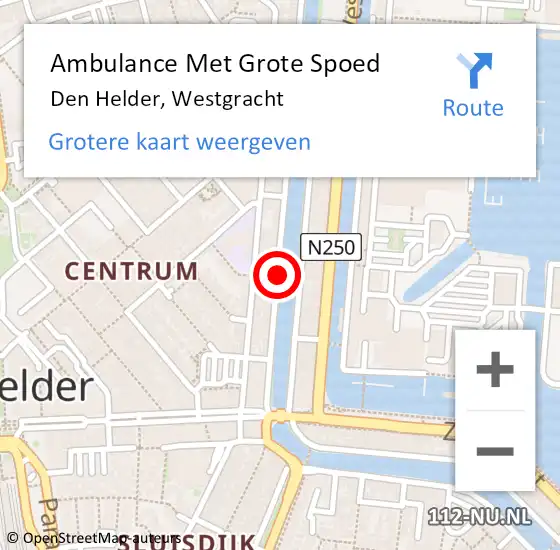 Locatie op kaart van de 112 melding: Ambulance Met Grote Spoed Naar Den Helder, Westgracht op 20 maart 2021 08:59