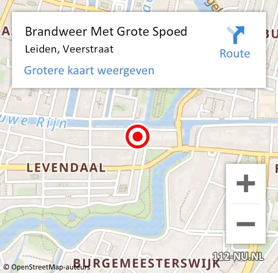 Locatie op kaart van de 112 melding: Brandweer Met Grote Spoed Naar Leiden, Veerstraat op 20 maart 2021 13:13