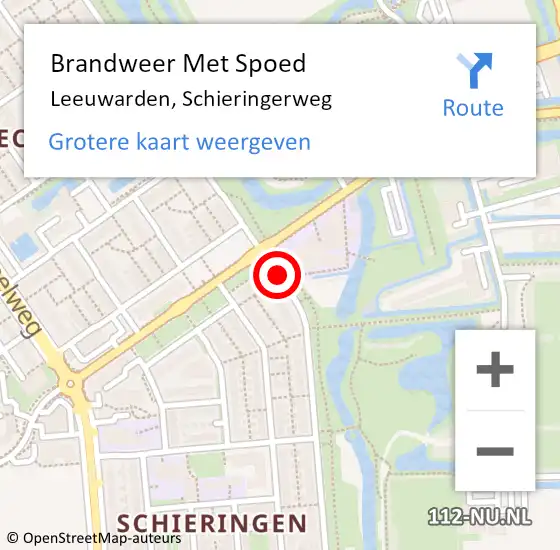 Locatie op kaart van de 112 melding: Brandweer Met Spoed Naar Leeuwarden, Schieringerweg op 20 maart 2021 17:04