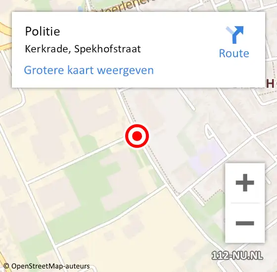 Locatie op kaart van de 112 melding: Politie Kerkrade, Spekhofstraat op 21 maart 2021 17:49