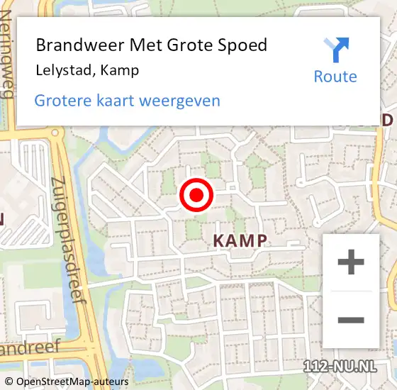Locatie op kaart van de 112 melding: Brandweer Met Grote Spoed Naar Lelystad, Kamp op 22 maart 2021 06:50