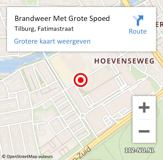 Locatie op kaart van de 112 melding: Brandweer Met Grote Spoed Naar Tilburg, Fatimastraat op 22 maart 2021 09:43
