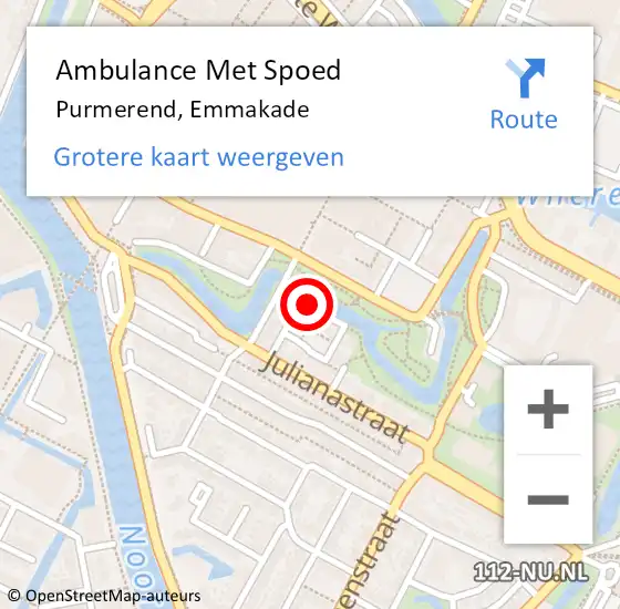 Locatie op kaart van de 112 melding: Ambulance Met Spoed Naar Purmerend, Emmakade op 23 maart 2021 09:24