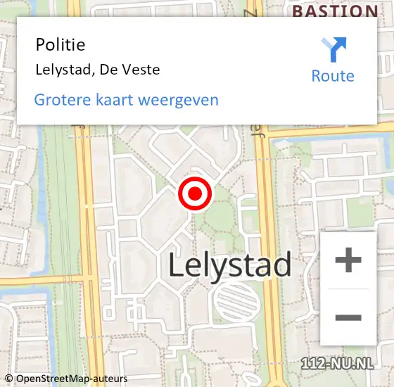 Locatie op kaart van de 112 melding: Politie Lelystad, De Veste op 23 maart 2021 09:29