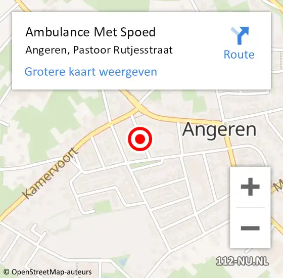 Locatie op kaart van de 112 melding: Ambulance Met Spoed Naar Angeren, Pastoor Rutjesstraat op 24 maart 2021 16:58