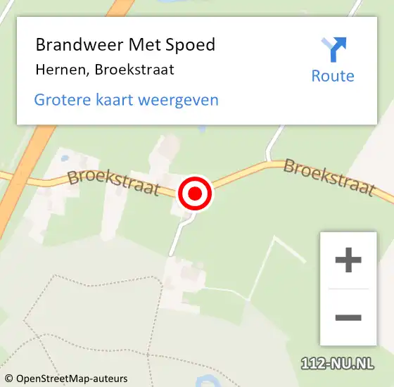 Locatie op kaart van de 112 melding: Brandweer Met Spoed Naar Hernen, Broekstraat op 24 maart 2021 21:41