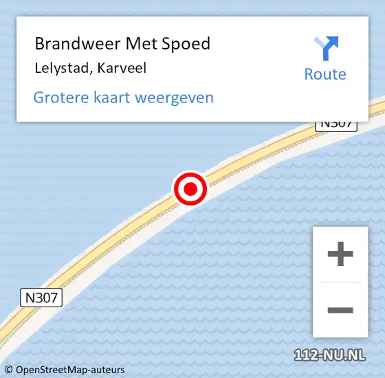 Locatie op kaart van de 112 melding: Brandweer Met Spoed Naar Lelystad, Karveel op 25 maart 2021 00:06