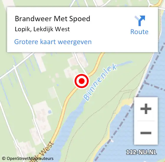 Locatie op kaart van de 112 melding: Brandweer Met Spoed Naar Lopik, Lekdijk West op 25 maart 2021 05:01