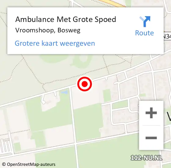 Locatie op kaart van de 112 melding: Ambulance Met Grote Spoed Naar Vroomshoop, Bosweg op 25 maart 2021 09:16