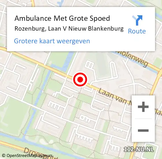 Locatie op kaart van de 112 melding: Ambulance Met Grote Spoed Naar Rozenburg, Laan V Nieuw Blankenburg op 25 maart 2021 10:06