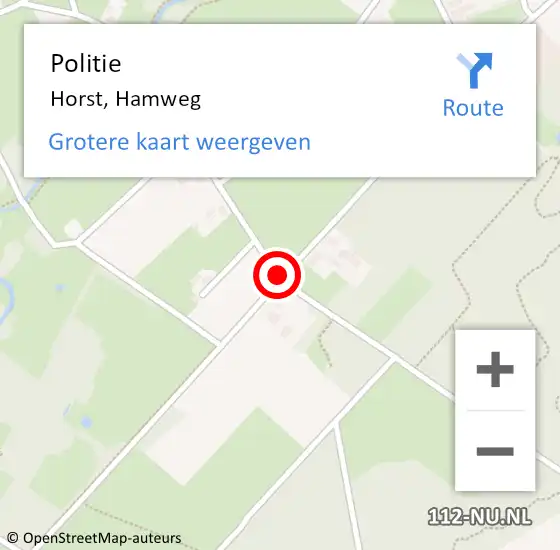 Locatie op kaart van de 112 melding: Politie Horst, Hamweg op 25 maart 2021 10:11