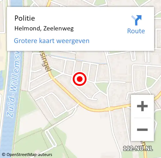 Locatie op kaart van de 112 melding: Politie Helmond, Zeelenweg op 25 maart 2021 14:06