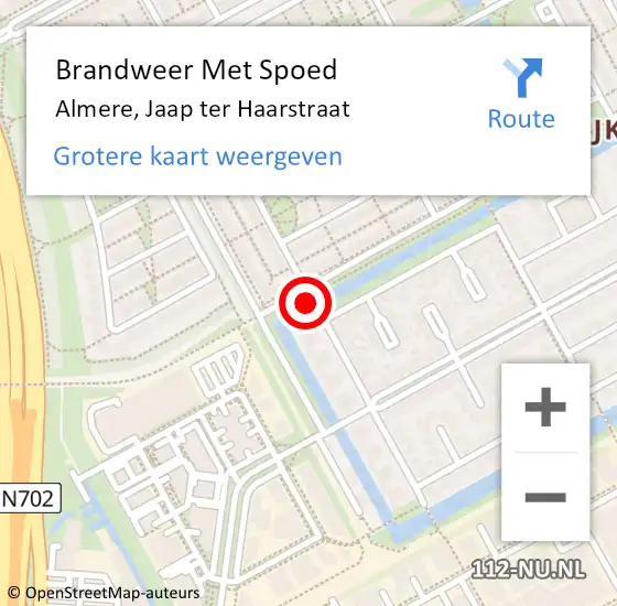 Locatie op kaart van de 112 melding: Brandweer Met Spoed Naar Almere, Jaap ter Haarstraat op 25 maart 2021 15:13