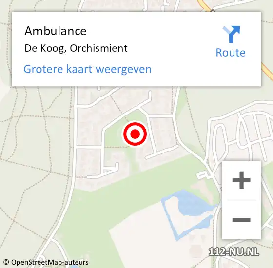 Locatie op kaart van de 112 melding: Ambulance De Koog, Orchismient op 25 maart 2021 15:56