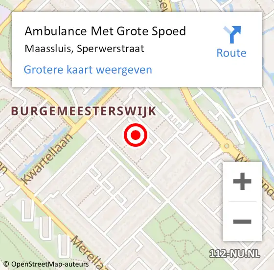 Locatie op kaart van de 112 melding: Ambulance Met Grote Spoed Naar Maassluis, Sperwerstraat op 25 maart 2021 15:57