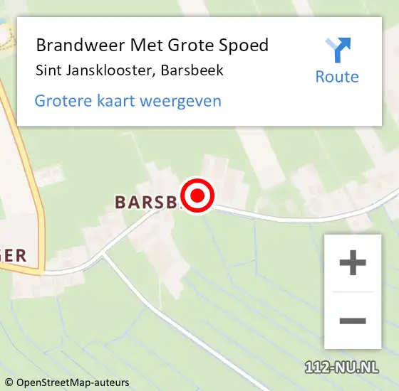 Locatie op kaart van de 112 melding: Brandweer Met Grote Spoed Naar Sint Jansklooster, Barsbeek op 25 maart 2021 17:06