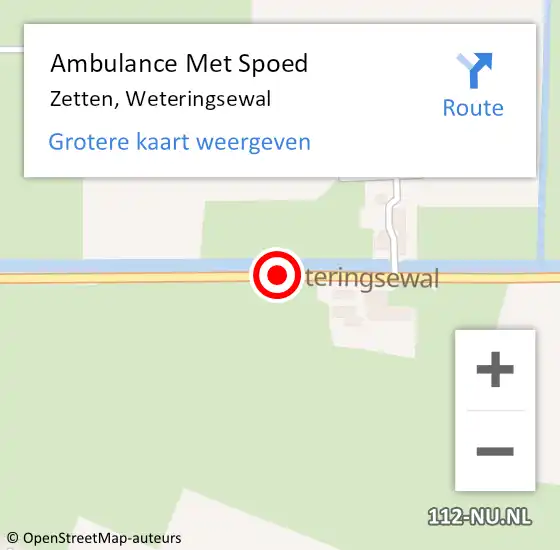 Locatie op kaart van de 112 melding: Ambulance Met Spoed Naar Zetten, Weteringsewal op 26 maart 2021 03:06
