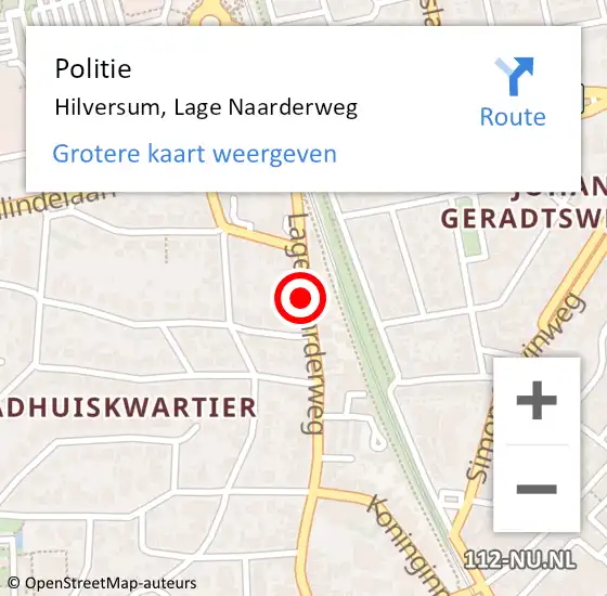 Locatie op kaart van de 112 melding: Politie Hilversum, Lage Naarderweg op 26 maart 2021 13:34