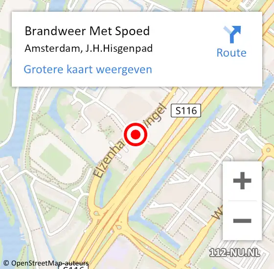 Locatie op kaart van de 112 melding: Brandweer Met Spoed Naar Amsterdam, J.H.Hisgenpad op 26 maart 2021 20:02