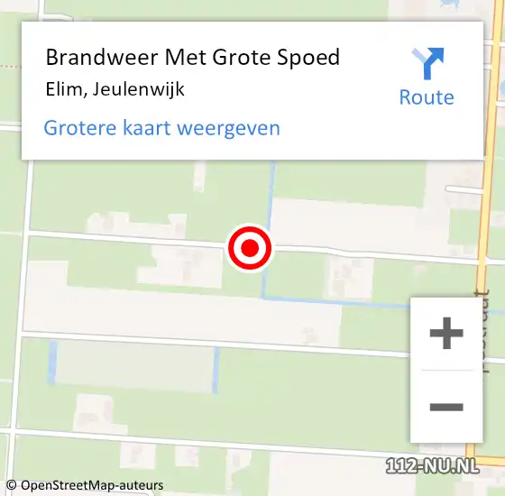 Locatie op kaart van de 112 melding: Brandweer Met Grote Spoed Naar Elim, Jeulenwijk op 27 maart 2021 20:08