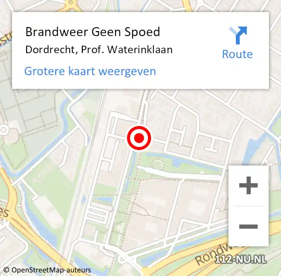 Locatie op kaart van de 112 melding: Brandweer Geen Spoed Naar Dordrecht, Prof. Waterinklaan op 28 maart 2021 14:08