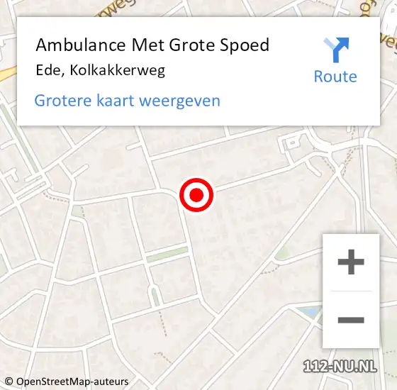 Locatie op kaart van de 112 melding: Ambulance Met Grote Spoed Naar Ede, Kolkakkerweg op 28 maart 2021 20:15