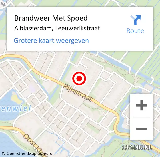 Locatie op kaart van de 112 melding: Brandweer Met Spoed Naar Alblasserdam, Leeuwerikstraat op 29 maart 2021 04:28