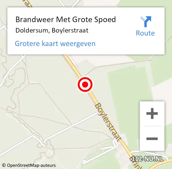 Locatie op kaart van de 112 melding: Brandweer Met Grote Spoed Naar Doldersum, Boylerstraat op 29 maart 2021 06:34