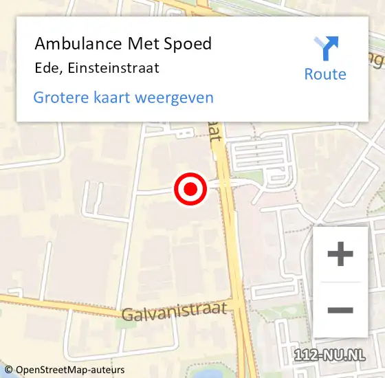 Locatie op kaart van de 112 melding: Ambulance Met Spoed Naar Ede, Einsteinstraat op 29 maart 2021 09:30