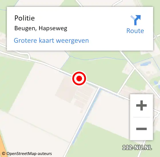 Locatie op kaart van de 112 melding: Politie Beugen, Hapseweg op 29 maart 2021 16:38