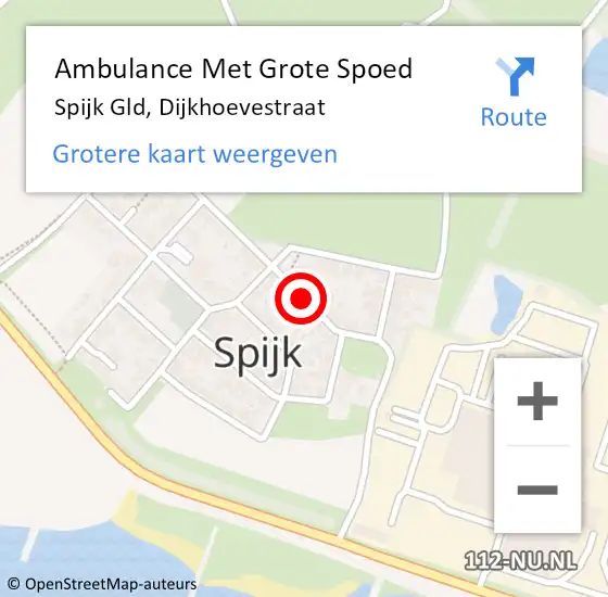 Locatie op kaart van de 112 melding: Ambulance Met Grote Spoed Naar Spijk Gld, Dijkhoevestraat op 29 maart 2021 21:01