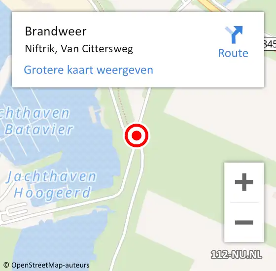 Locatie op kaart van de 112 melding: Brandweer Niftrik, Van Cittersweg op 29 maart 2021 21:17