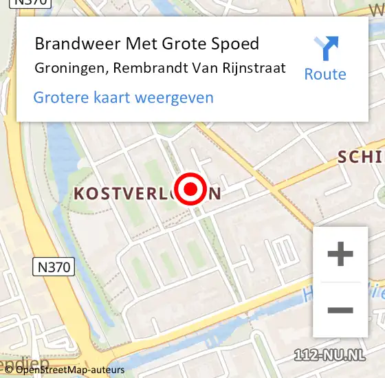 Locatie op kaart van de 112 melding: Brandweer Met Grote Spoed Naar Groningen, Rembrandt Van Rijnstraat op 30 maart 2021 17:18