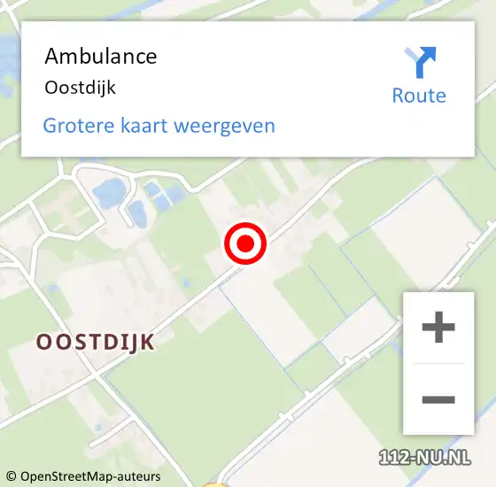 Locatie op kaart van de 112 melding: Ambulance Oostdijk op 30 maart 2021 19:32