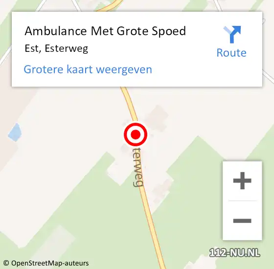 Locatie op kaart van de 112 melding: Ambulance Met Grote Spoed Naar Est, Esterweg op 30 maart 2021 22:13