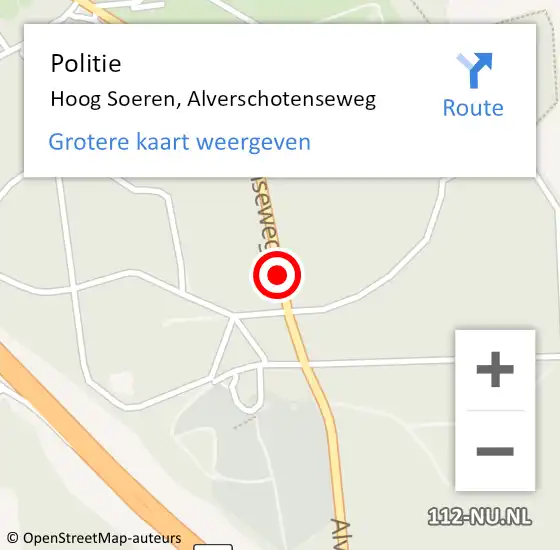 Locatie op kaart van de 112 melding: Politie Hoog Soeren, Alverschotenseweg op 31 maart 2021 06:35