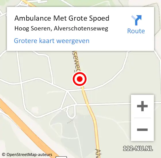 Locatie op kaart van de 112 melding: Ambulance Met Grote Spoed Naar Hoog Soeren, Alverschotenseweg op 31 maart 2021 06:41