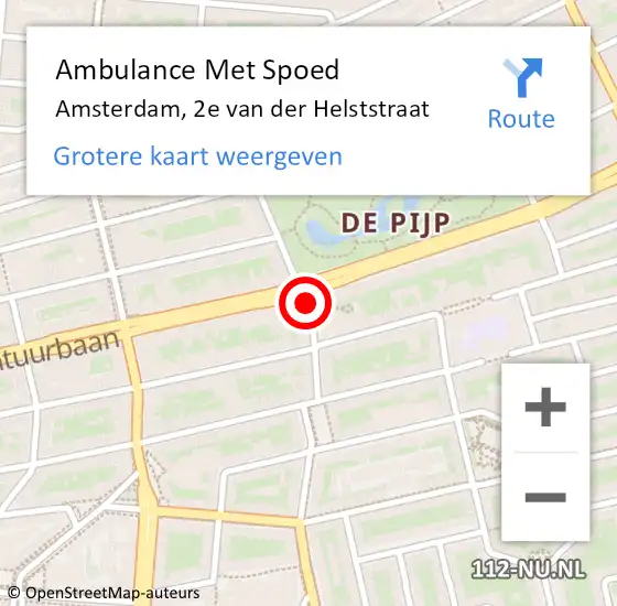 Locatie op kaart van de 112 melding: Ambulance Met Spoed Naar Amsterdam, 2e van der Helststraat op 31 maart 2021 16:49