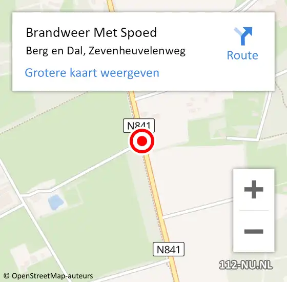 Locatie op kaart van de 112 melding: Brandweer Met Spoed Naar Berg en Dal, Zevenheuvelenweg op 31 maart 2021 17:43
