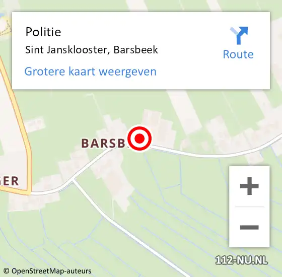 Locatie op kaart van de 112 melding: Politie Sint Jansklooster, Barsbeek op 31 maart 2021 19:29
