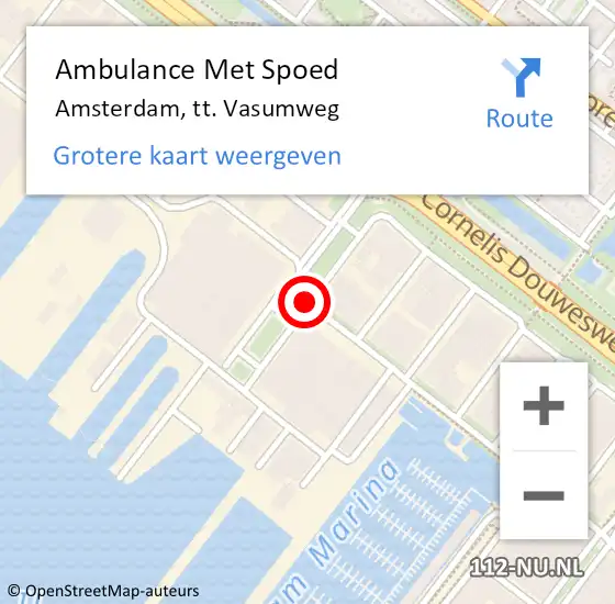 Locatie op kaart van de 112 melding: Ambulance Met Spoed Naar Amsterdam, tt. Vasumweg op 1 april 2021 12:50