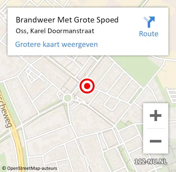 Locatie op kaart van de 112 melding: Brandweer Met Grote Spoed Naar Oss, Karel Doormanstraat op 1 april 2021 15:13