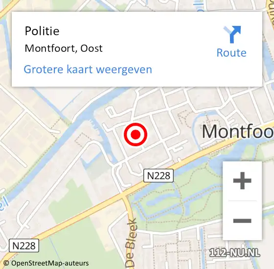 Locatie op kaart van de 112 melding: Politie Montfoort, Oost op 1 april 2021 18:12