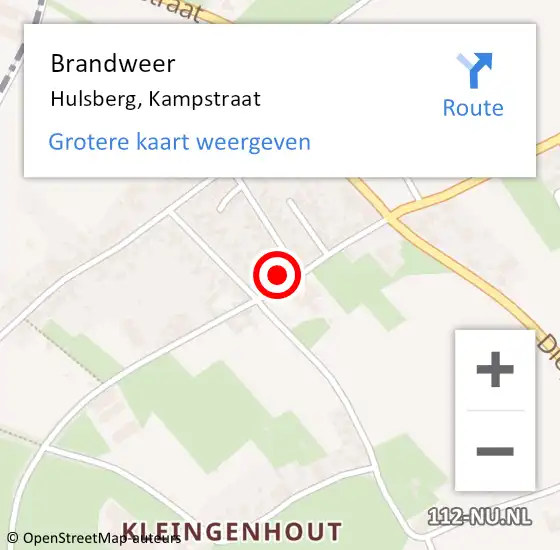 Locatie op kaart van de 112 melding: Brandweer Hulsberg, Kampstraat op 4 oktober 2013 10:03