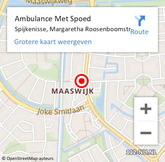 Locatie op kaart van de 112 melding: Ambulance Met Spoed Naar Spijkenisse, Margaretha Roosenboomstr op 2 april 2021 10:07