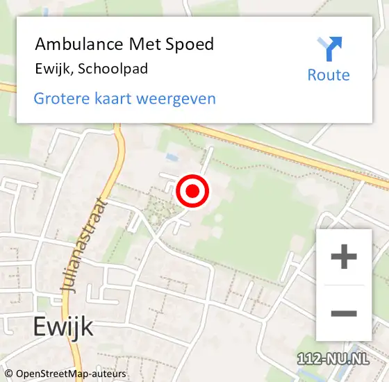 Locatie op kaart van de 112 melding: Ambulance Met Spoed Naar Ewijk, Schoolpad op 2 april 2021 11:51